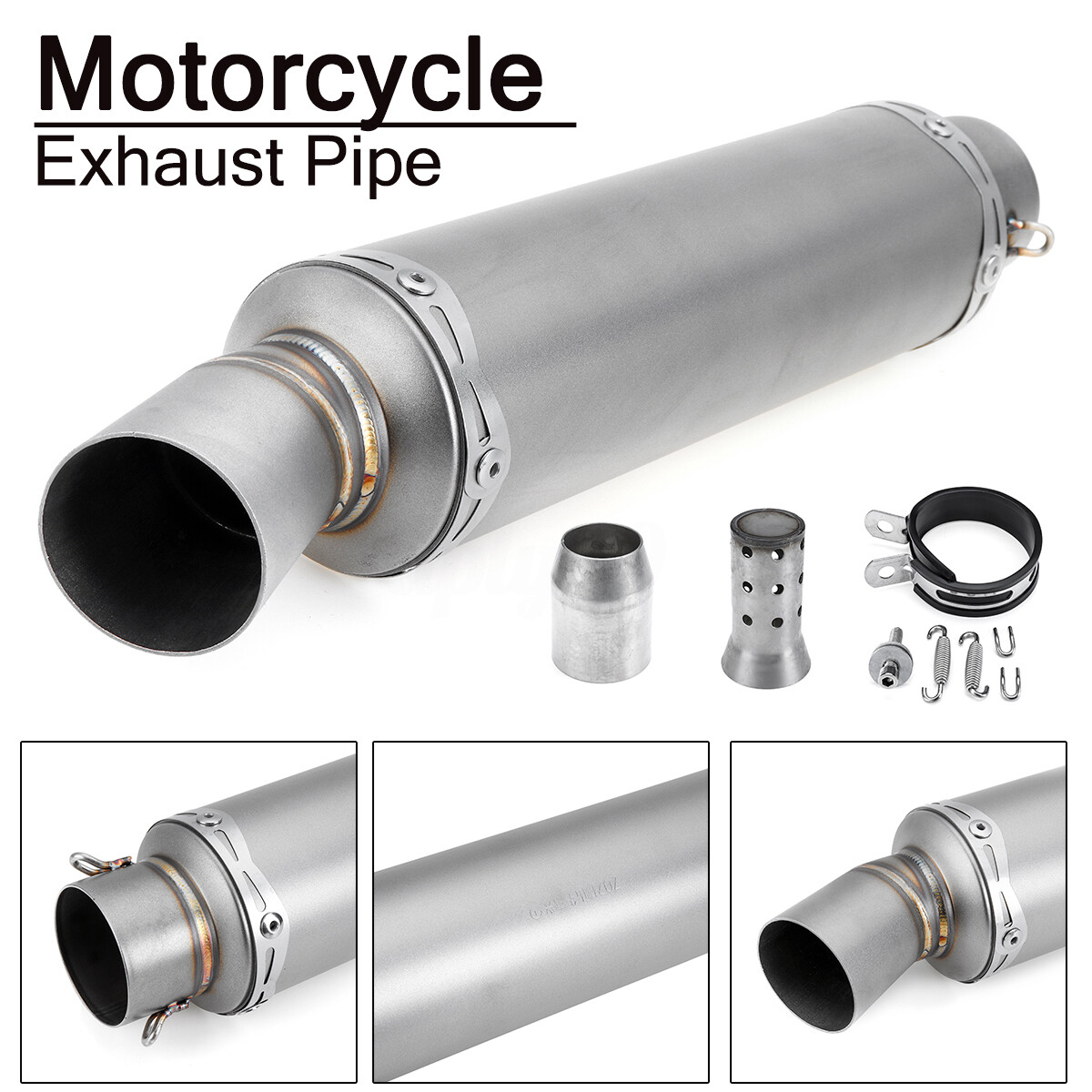 Pasamer Tubo del silenziatore di Scarico 51mm Moto Universale modificato Tubo del silenziatore di Scarico in Fibra di Carbonio Opaco Reale modificato con Db Killer