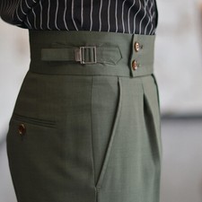 Casual Italian Naples Straight-leg Suit Pants Men British High-waist Dress Pants