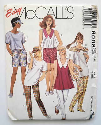 VTG 90s McCalls Sew Pattern 6008 Misses Tops Pants Shorts & Visor Size 10-12 UC