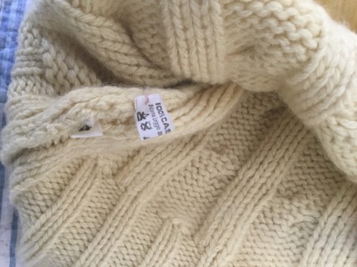 LINA LEE ITALY CREAMY YELLOW CASHMERE CABLE SWEATER S/M - Picture 4 of 5