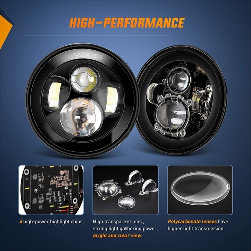 Pair 7" LED HEADLIGHTS E MARKED RHD FIT LAND ROVER DEFENDER 90 110 200 300 Tdi - Picture 9 of 14