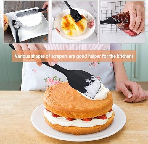 Set of 6 Silicone Spatulas, Heat Resistant, Nonstick for Cooking, Mixing (Black) - Picture 10 of 28