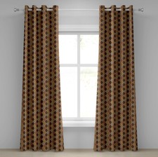 Image of Earth Tones 2-Panels Eyelet Curtains Lozenge Pattern