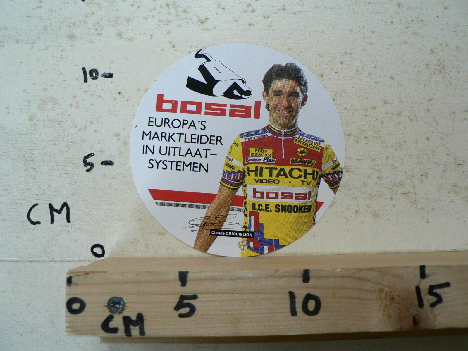 STICKER,DECAL CLAUDE CRIQUILION CCLING HITACHI BOSAL UITLATEN ...