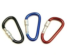 Lot of 100 Pieces - Premium Aluminum 2.5  Screw Locking Carabiners - Asst Colors