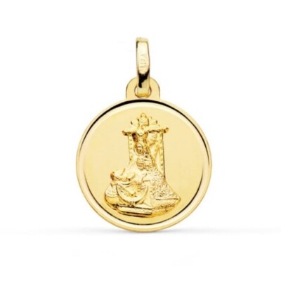 Colgante Oro 18k 750 mls. Medalla Virgen De Las Angustias 16 MM. 1,85 Gramos