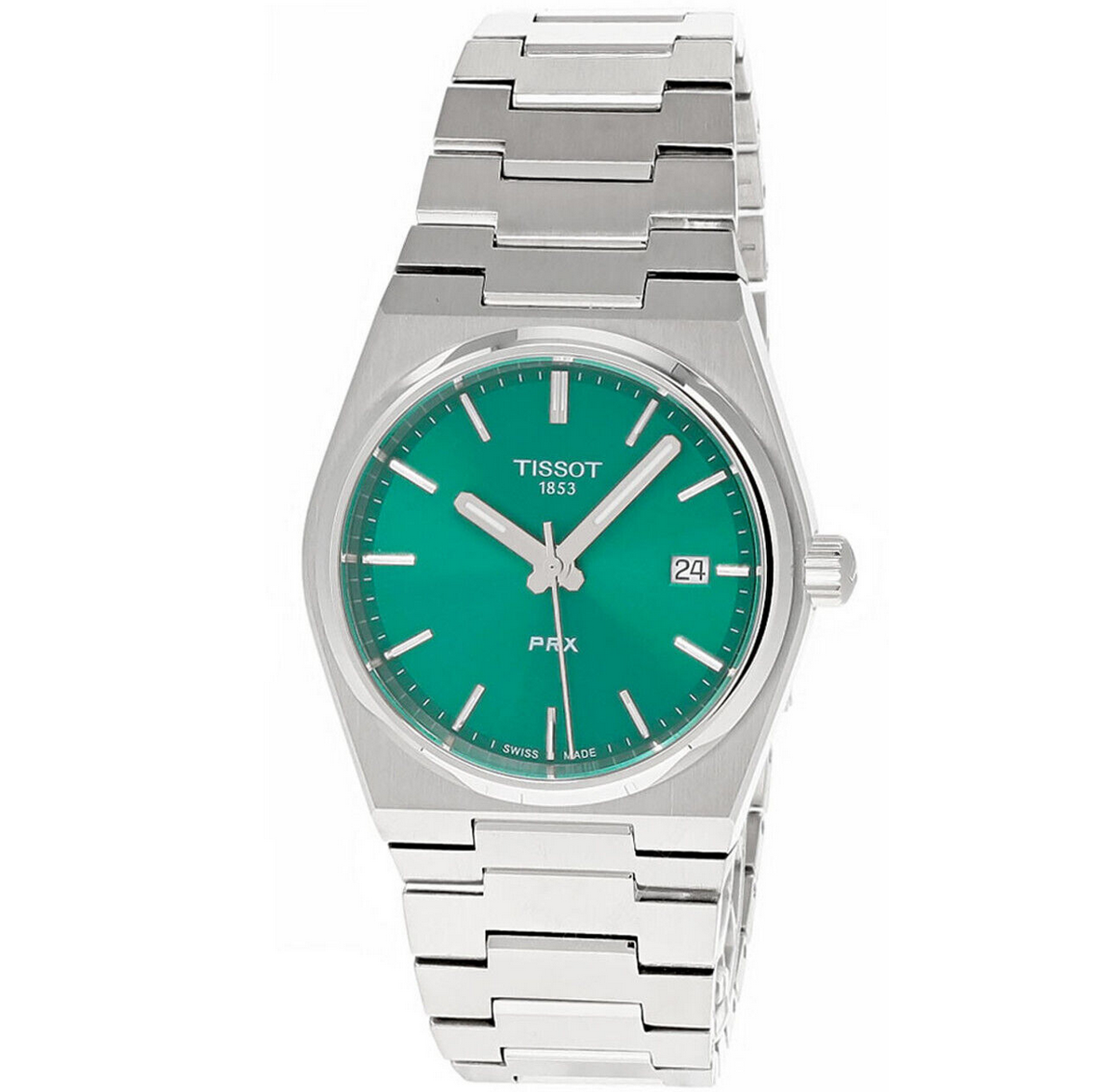 Tissot PRX 35mm Quartz Green Dial Grey Strap Unisex Watch