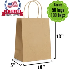 [10 X 5 X 13]- Brown Paper Bags with Handles Bulks.