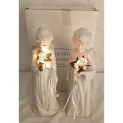 Vintage White Angels Lighted 10