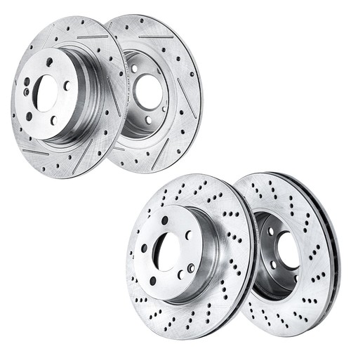 Front Rear Drilled Rotors Ceramic Brake Pads for Mercedes-Benz C230 C250 C300 - Picture 9 of 9