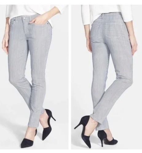 EILEEN FISHER Railroad Stripe JEANS Sz 10 Organic Cotton/Tencel Stretch - Picture 6 of 6