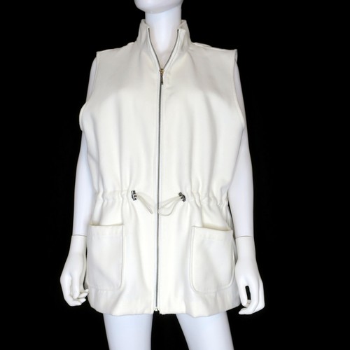 Chico's Off White Active Wear Winter Vest Drawstring Waist Full Zip Women's 3/XL