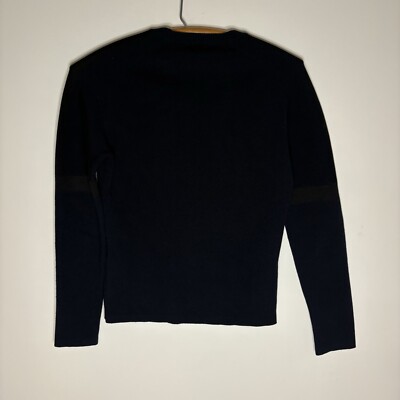 Jil Sander Navy Black Color Block Knit Sweater Woman Size 38 Wool