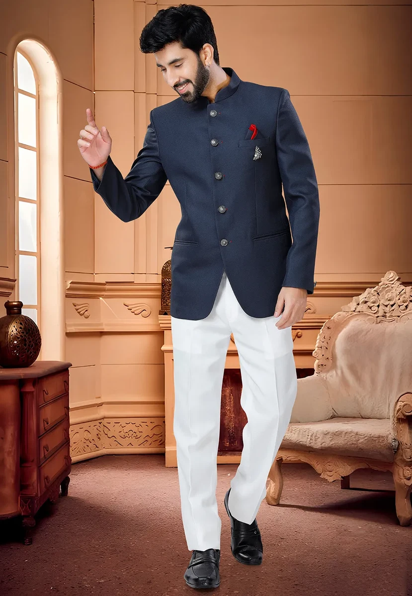 Stylish Imported Mandarin Suit Bandhgala Ethnic Indian Suit Jodhpuri Suit  Grey | eBay