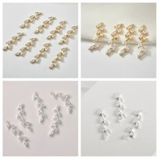 4pcs CZ Micro Pave Leaf Charm,Cubic Zirconia Leaves Pendant,Zircon Charms