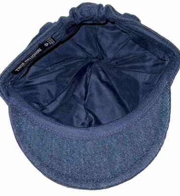 True Religion Horseshoe Logo Newsboy Hat Cap Dark Denim Blue  display picture 3