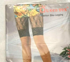 Black QueenTex Bike Footless Tights Sheer Fishnet Mesh Sexy Pantyhose OS S M L
