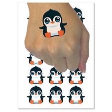Precious Kawaii Chibi Baby Penguin Sitting Temporary Tattoo Water Resistant Set