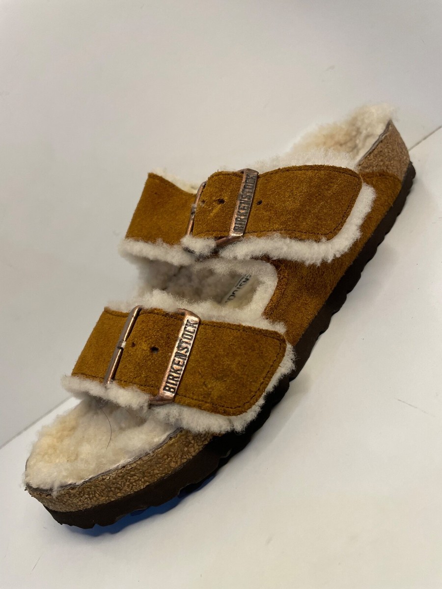 Birkenstock Arizona Shearling Mink Suede Leather Size L7/M5/EU38