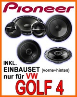 VW Golf 4 IV Pioneer Lautsprecher Vorne+Hinten Komplettset Einbauset Neuware