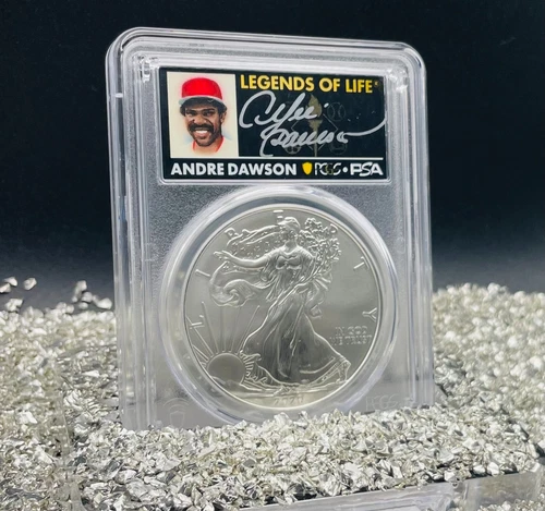 2020 $1 Silver Eagle MS70 FS HOF MLB LEGENDS OF LIFE ANDRE DAWSON  1 of 35 Mint!