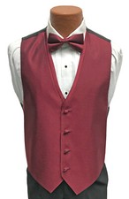 Men's Red Jean Yves Diamond Tuxedo Vest  Tie Fullback Wedding Formal Prom Groom