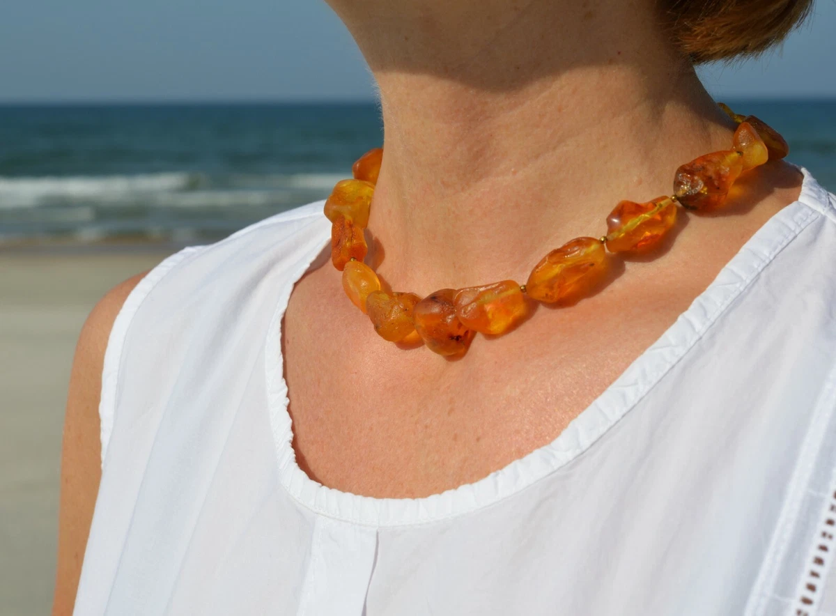 Baltic amber necklace raw untreated Lithuanian Baltic sea amber