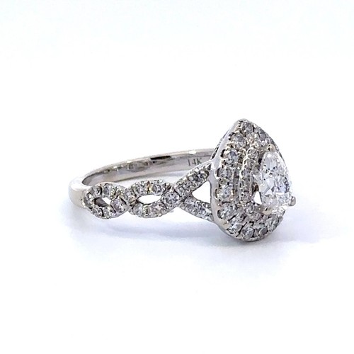 Neil Lane 14K White Gold Pear Diamond Halo Engagement Ring Size 5.75+ - 第 3/12 張圖片