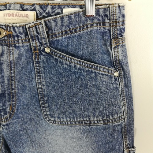 Vintage Hydraulic Carpenter Capri Jeans Size 11/12 90s Grunge Wide Leg Blue - Picture 5 of 12