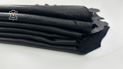 BLACK GRAINY VEGETABLE TAN Thick Italian Lamb leather 5 skins 28+sqf 1.5mm C4687 - Picture 7 of 7