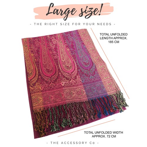 Large Multi Colour Leaf Paisley Print Pashmina Shawl Scarf Wrap Bright Rainbow - Picture 404 of 1,026