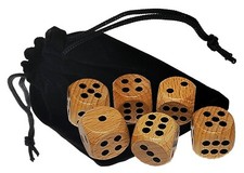 Set 6 16mm Wooden Dice D6 Rounded Corners  Storage Pouch Bundle