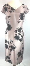 New Jacques Vert Dress 24 Rose print floral Opal Shantung V-Neck Mother of Bride