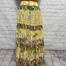 Vtg Cottagecore Boho Gypsy Tiered Elastic Waist Skirt One Size S Contra Dance