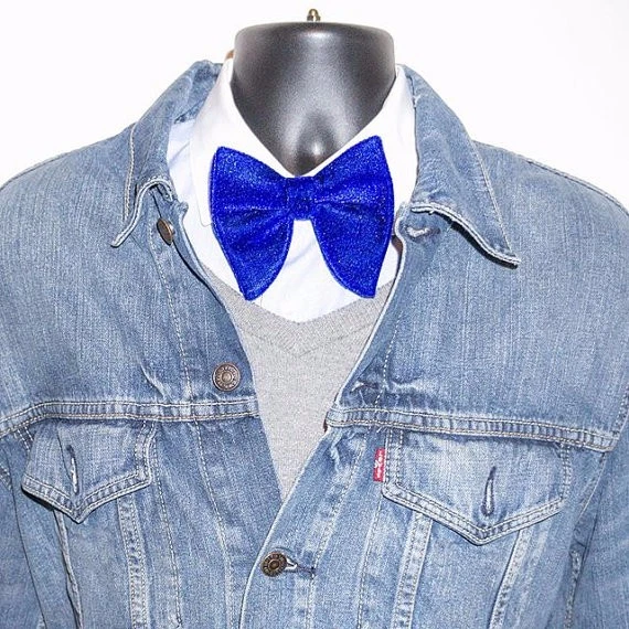 Pajarita de terciopelo azul - Pajarita de gran tamaño, pajarita de terciopelo, pajarita mariposa Foto 2 de 4