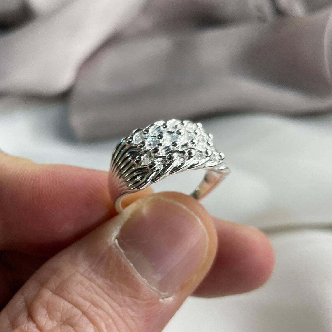 925 Sterling Silver Mens Ring Silver Men's Four Row Keeper Ring L-Z Sizes