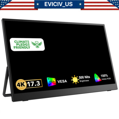17.3'' 4K 2160P Gaming Monitor PC Screen 100%sRGB QHD For DSLR Raspberry Pi PS5 4