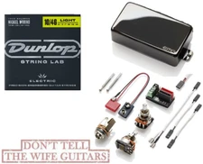 EMG 60 BLACK CHROME HUMBUCKER PICKUP SHORT SHAFT POTS & WIRING ( 1 STRING SET )