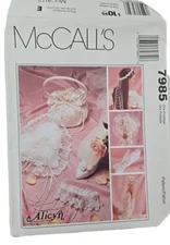 McCall's 7985 Bride Accessories Gloves Bag Pillow Purse Bouguet Pattern UNCUT