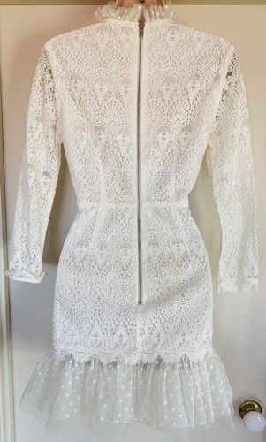 ASILIO Back With A Vengeance White Women’s Lace Mini Sheath Cocktail Dress AU 8 - Picture 8 of 14