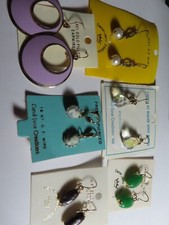 6 Pairs Carol-Jane Creations Dangle Pierced Earrings on 14k Wire Lot Jewelry