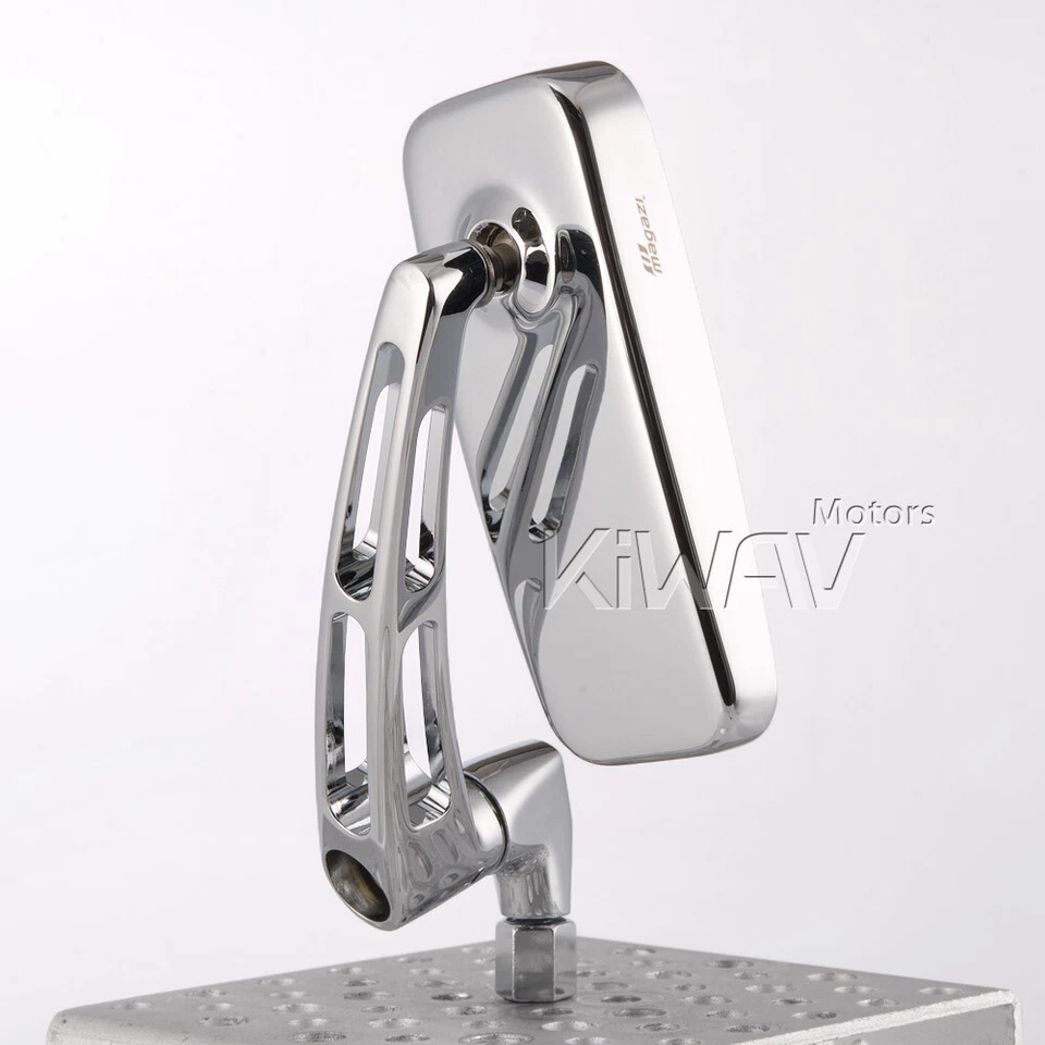 pair gloss chrome mirrors aluminum fits Harley-Davidson softail dyna v-rod .. - Image 4 of 4