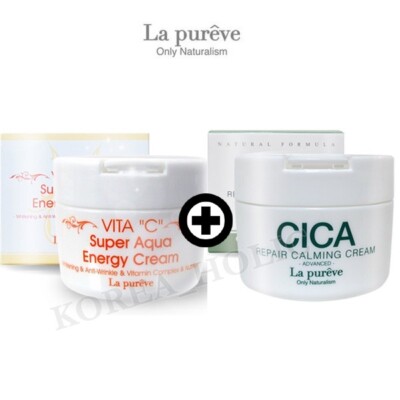 LA PUREVE Vita C Super Aqua Energy Cream + Cica Repair Calming Cream 100ml Set