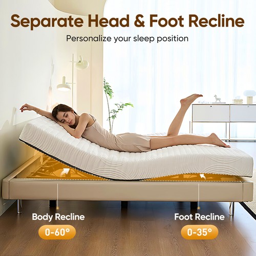 Upgraded Adjustable Bed Frame Electric Metal Bed Base Backlit Remote Quiet Motor - 第 20/52 張圖片