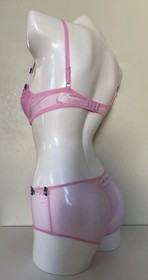 Victoria's Secret PINK Wink Push Up Bra & Cheeky Panty Set Pink Black Butterfly