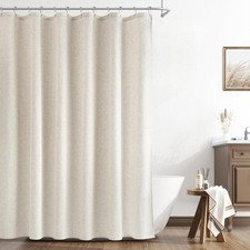 Linen Shower Curtain, Country Boho Farmhouse Bath Decor Beige Ivory Shower Cu...