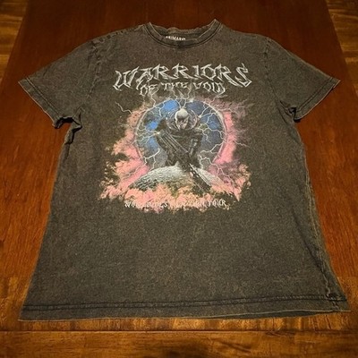 Warriors Of The World Graphic Tee Acid Wash Metal Style L