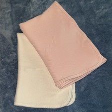 2 Carters Waffle Weave Thermal Receiving Baby Blanket 100 Cotton Pink  White