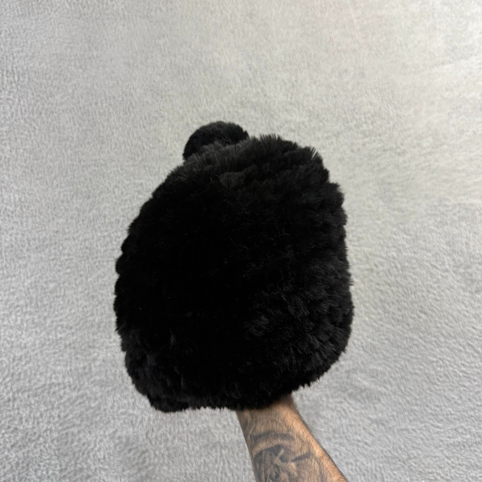 Vintage Suzanne Bettley 90's Black Fluffy Faux Fur Cossack Style Pom Pom Hat image 2