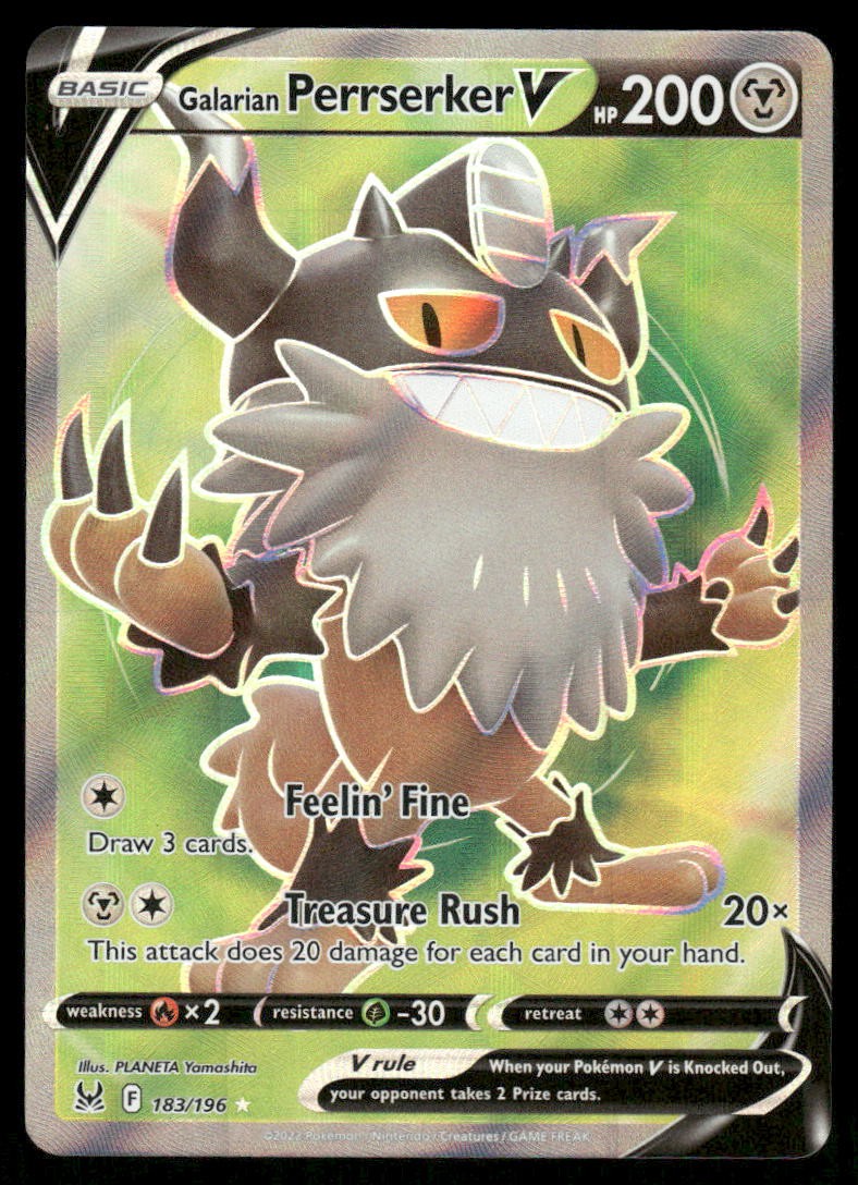 Pokemon Cards Galarian Perrserker V 183/196 Lost Origin Rare Ultra NM